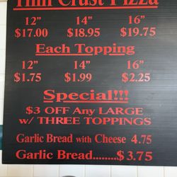 Peters Foods & Deli - Pizza menu