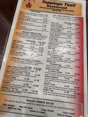 Menu photo 1 Toppings Too Restaurant Union City, CA Menu photo 1 Toppings Too Restaurant Union City, CA