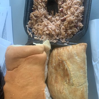 Da Reggae Cafe - Chicken Patty. Rice and Peas. Coco Bread - Caribbean Near Me - Greensboro, North Carolina