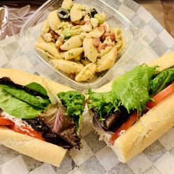 The Gourmet Gang - Traditional chicken salad sandwich w the homemade pasta salad.