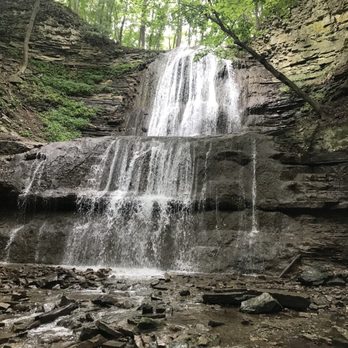 Sherman Falls - The whole waterfall, I would say it's two stories high - Hiking Near Me - Hamilton, Ontario