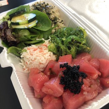 Poke District - All tuna with original soy, half half rice and salad - Seafood Near Me - Orange, California