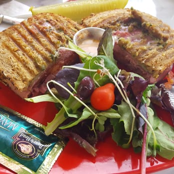 Raintree Bakery Coffeehouse - My meal.  Cheese burned through the bread but it's all good. - Bakeries Near Me - Honolulu, Hawaii