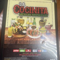 La Cocinita Tex-Mex Restaurant - Front of Menue