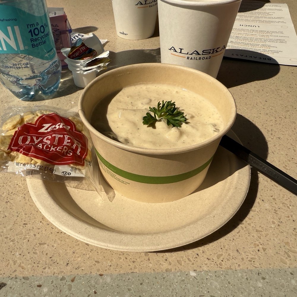 Alaska Railroad - Salmon Chowder was delicious. - Tours Near Me - Anchorage, Alaska Alaska Railroad - Salmon Chowder was delicious. - Tours Near Me - Anchorage, Alaska