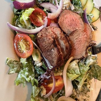 Rudy's Pub & Grill - Grilled Steak Salad - got it with the cilantro lime ranch dressing- steak cooked perfect medium. Large portion and all fresh ingredients. - Pubs Near Me - Meridian, Idaho Rudy's Pub & Grill - Grilled Steak Salad - got it with the cilantro lime ranch dressing- steak cooked perfect medium. Large portion and all fresh ingredients. - Pubs Near Me - Meridian, Idaho