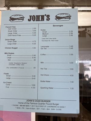Menu photo 3 John's Char Burger Livermore, CA
