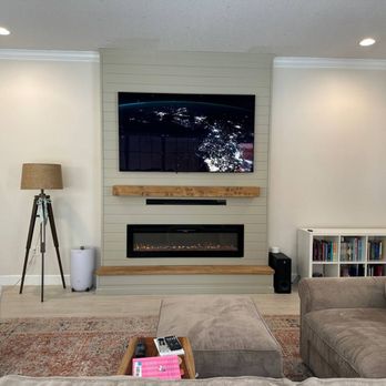 Accent Walls Studio - Soft tones, warm textures, and a fire that says "stay awhile" - Painters Near Me