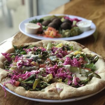 District 12 - Falawesome pizza and falafel plate - Sandwiches Near Me - Dearborn, Michigan District 12 - Falawesome pizza and falafel plate - Sandwiches Near Me - Dearborn, Michigan