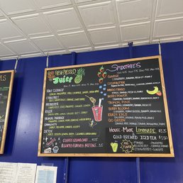 Juice and Smoothie menu