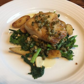 The Foundry Restaurant - Cod piccata was yummy ! Perfectly cooked with broccoli rabe and fingerling potatoes - American Near Me - Manchester, New Hampshire The Foundry Restaurant - Cod piccata was yummy ! Perfectly cooked with broccoli rabe and fingerling potatoes - American Near Me - Manchester, New Hampshire
