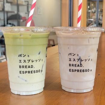 Bread, Espresso & - Matcha Latte (L) Hojicha Latte (R) - Cafes Near Me - Redondo Beach, California