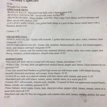 Grapevine Grille - a list of specials - Salad Near Me - Middlebury, Vermont Grapevine Grille - a list of specials - Salad Near Me - Middlebury, Vermont