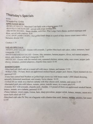 Menu photo 3 Grapevine Grille Middlebury, VT