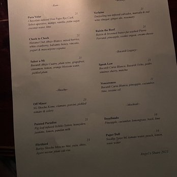 Angel's Share - Menu - Speakeasies Near Me - New York, New York