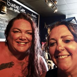 My friend and I at the bar.