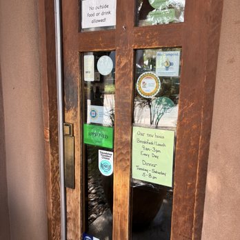 Sweetwater Harvest Kitchen - Main entrance with current hours - Breakfast & Brunch Near Me - Santa Fe, New Mexico