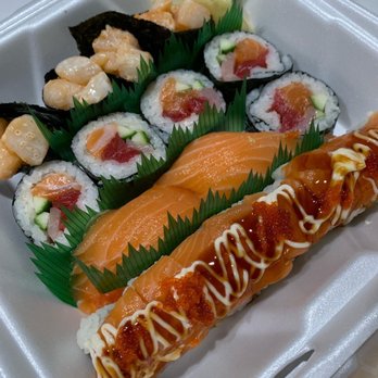 Kigaru Sushi - Salmon nigiri, three color fish roll, spicy Creamy Scallop - Japanese Near Me - Beaverton, Oregon Kigaru Sushi - Salmon nigiri, three color fish roll, spicy Creamy Scallop - Japanese Near Me - Beaverton, Oregon