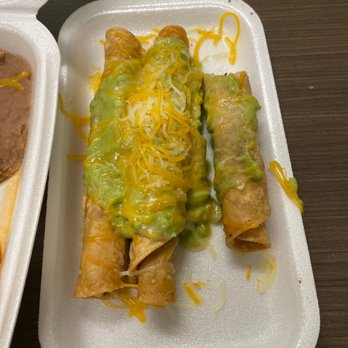 Lucy's Taco Shop - Three rolled tacos. Missing sour cream - Tacos Near Me - San Diego, California