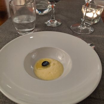 Il Margutta - Dessert compliments of the chef. A pear puree with blueberry. - Vegetarian Near Me - Rome, RM Il Margutta - Dessert compliments of the chef. A pear puree with blueberry. - Vegetarian Near Me - Rome, RM