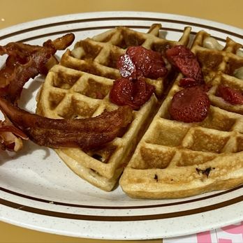 Pennyman's Diner - Waffle, strawberries and crisp bacon. - Breakfast & Brunch Near Me - Hampton, Tennessee Pennyman's Diner - Waffle, strawberries and crisp bacon. - Breakfast & Brunch Near Me - Hampton, Tennessee