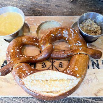 Batch & Brine - Pretzel with beer cheese and grain mustard appetizer! - Burgers Near Me - Lafayette, California Batch & Brine - Pretzel with beer cheese and grain mustard appetizer! - Burgers Near Me - Lafayette, California