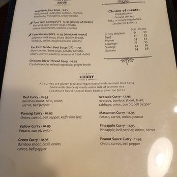 BUA Thai - Soup and Curry menu. - Thai Near Me - Lake Stevens, Washington