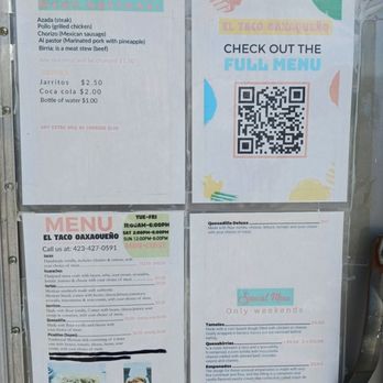El Taco Oaxaqueno - A few of their offerings - Food Trucks Near Me - Johnson City, Tennessee