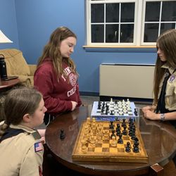 Boy Scout Troop 7592 - Chess merit badge at a recent troop meeting