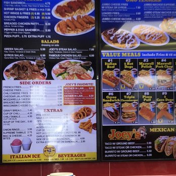 Joey’s Red Hots - Justice - Menu board - Hot Dogs Near Me - Justice, Illinois