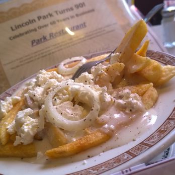 Park Restaurant - Park Poutine be fries drenched in sausage gravy n feta cheese topped Wows - Diners Near Me - Lincoln Park, Michigan Park Restaurant - Park Poutine be fries drenched in sausage gravy n feta cheese topped Wows - Diners Near Me - Lincoln Park, Michigan
