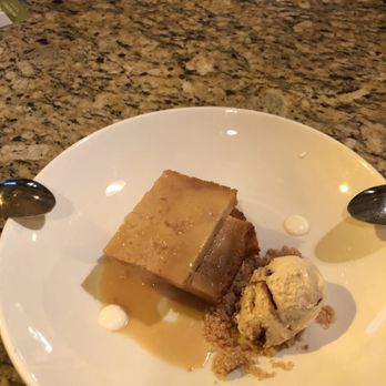 Backstreet Cafe - Bread pudding cinnamon ice cream creme fraiche - New American Near Me - Houston, Texas