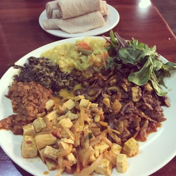 Moya - tofu tibs, mushroom tibs and veg combo - Ethiopian Near Me - San Francisco, California