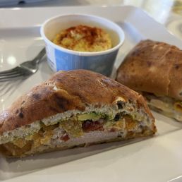 Jalapeño turkey crunch club sandwich with a side of Potato Salad
