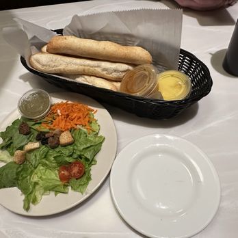 Pizza Junction - Breadsticks with cinnamon honey dip and garlic butter dip and side salad - Pizza Near Me - Huntington, Indiana Pizza Junction - Breadsticks with cinnamon honey dip and garlic butter dip and side salad - Pizza Near Me - Huntington, Indiana