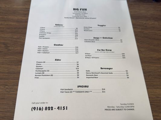 Menu photo 8 Big Fish Sacramento, CA Menu photo 8 Big Fish Sacramento, CA
