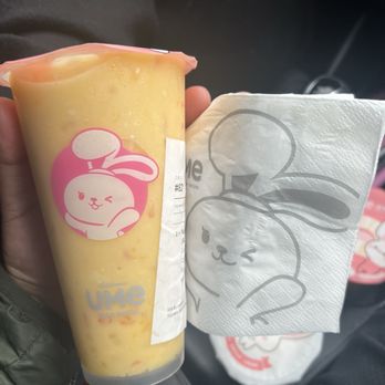 Ume Tea - Mango Pomelo Sago Drink plus cute napkin - Bubble Tea Near Me - North Hollywood, California Ume Tea - Mango Pomelo Sago Drink plus cute napkin - Bubble Tea Near Me - North Hollywood, California