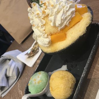 Sisters Thai - Mango bingsoo with sticky rice and mango sorbet - Thai Near Me - Alexandria, Virginia Sisters Thai - Mango bingsoo with sticky rice and mango sorbet - Thai Near Me - Alexandria, Virginia