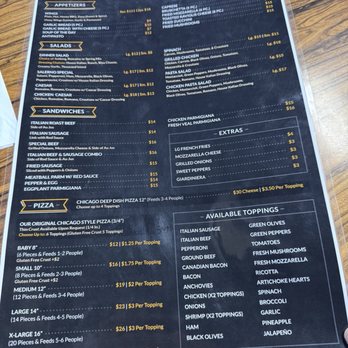 P.F. Chang's - Menu - Salerno's Restaurant & Pizzeria menu featuring appetizers, salads, sandwiches, various pizzas, and additional toppings and sides. - Chinese Near Me - Mesa, Arizona