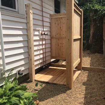 Great Pond Fence - Cedar Privacy Enclosure and Decking for Outdoor Shower - Fences & Gates Near Me