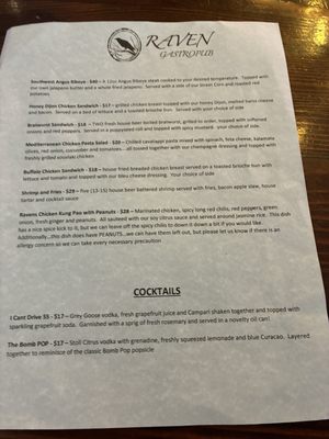 Menu photo 2 Raven Gastropub Scottsdale, AZ Menu photo 2 Raven Gastropub Scottsdale, AZ