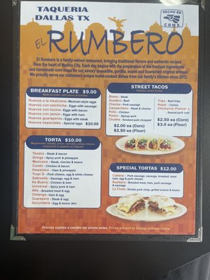 Menu photo 5 El Rumbero Taqueria Carrollton, TX
