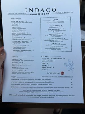Menu photo 1 Indaco Nashville, TN Menu photo 1 Indaco Nashville, TN