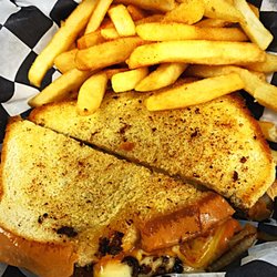 Sandies at The Gullah Jazz Cafe - Lowcountry Patty Melt with fries