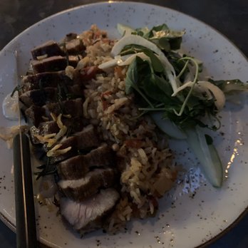 The Ice Plant - Grilled pork shoulder with hoppin' John. Really developed flavors here! - Cocktail Bars Near Me - St. Augustine, Florida