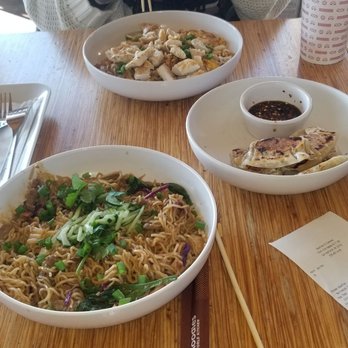 Noodles and Company - Foreground: Ramen with Korean beef Background: Pad Thai with chicken - Noodles Near Me - Springfield, Virginia Noodles and Company - Foreground: Ramen with Korean beef Background: Pad Thai with chicken - Noodles Near Me - Springfield, Virginia