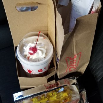Sonic Drive-In - Shakes, chili dog, and tater tots.  Strawberry Classic Shake, Chocolate Classic Shake, Chili Cheese Coney, Tots - Burgers Near Me - Anthony, New Mexico