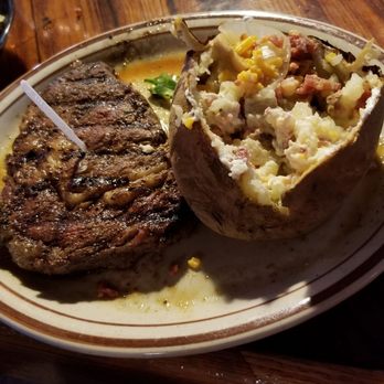 D & D Ribeye Steak House - 10oz Ribeye with baked potatoe - Steakhouses Near Me - Newton, Alabama