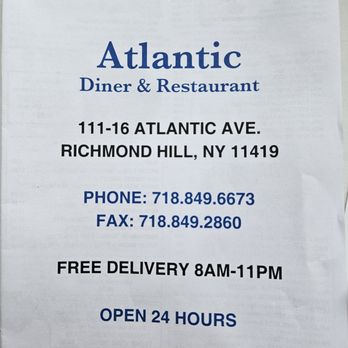 Atlantic Diner - Take out menu booklet - American Near Me - Richmond Hill, New York