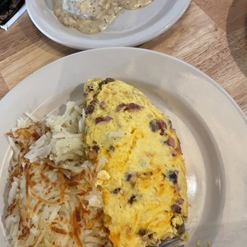 Pancake Café Wrigleyville | Breakfast, Brunch, & Lunch - Meat Omelet and biscuits and gravy side. - Bars Near Me - Chicago, Illinois